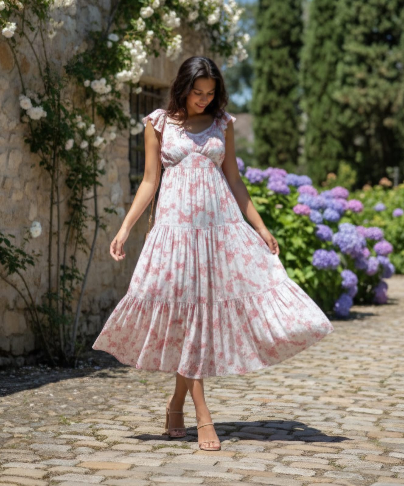 Soft Pink Tiered Summer Dress BeCosy Store Soft Pink Tiered Summer Dress BeCosy Store