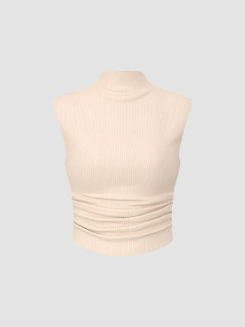 Off white High Neck Tank Top