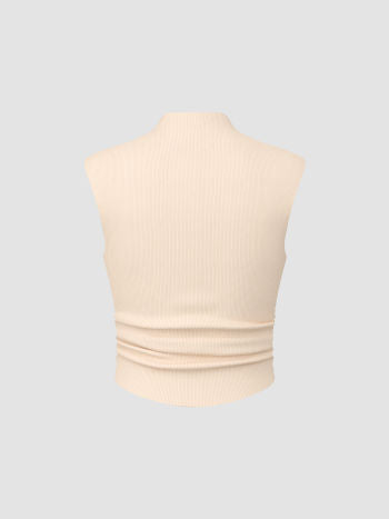 Off white High Neck Tank Top