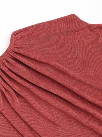 Red Stand Collar Long Sleeve Tee