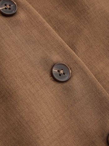 Brown V-neck Solid Button Vest