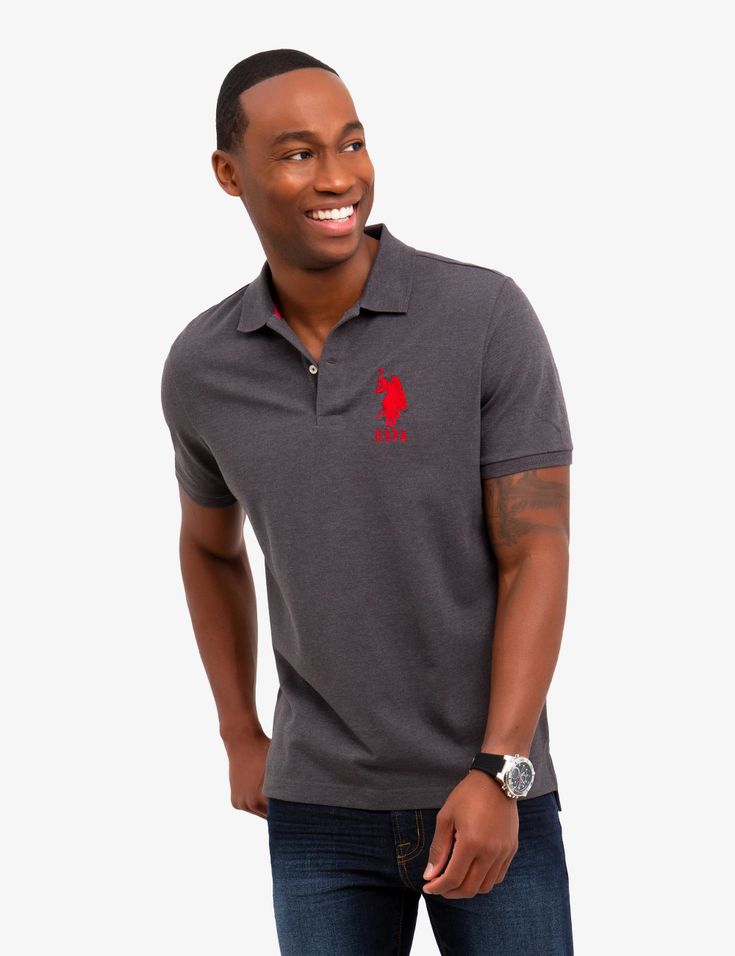 U.S. Polo Men's Polo T-Shirt in Grey