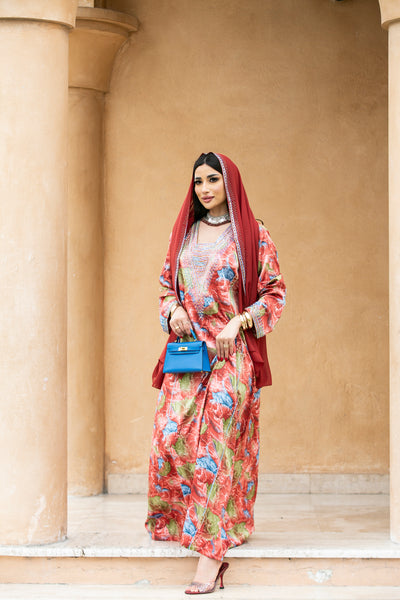 Floral Mukhawar with scarf