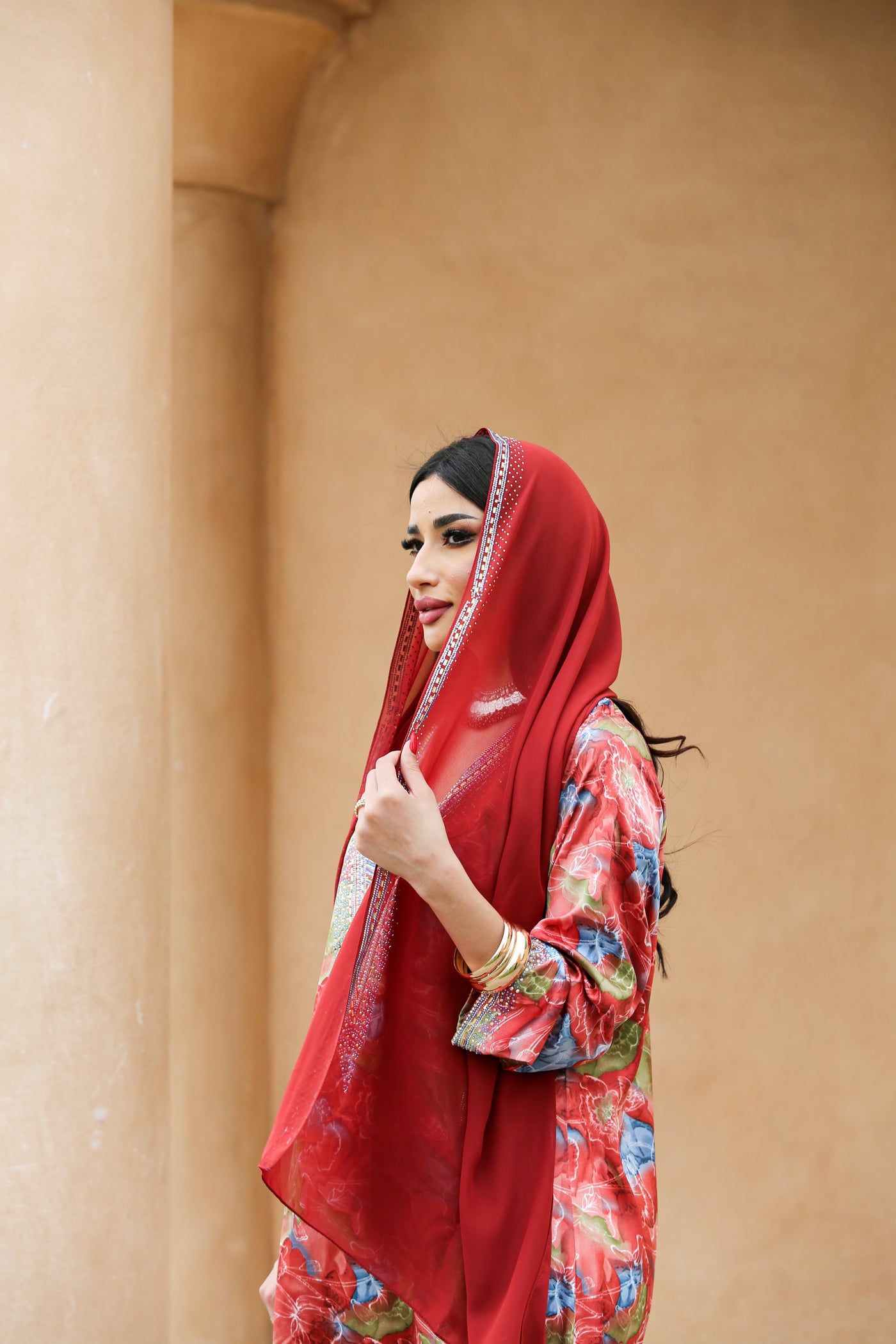 Floral Mukhawar with scarf