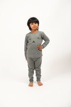 Be Cosy Kids Grey PJ Set with Bear Face