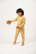 Be Cosy Kids Yellow PJ Set with Cartoon Print