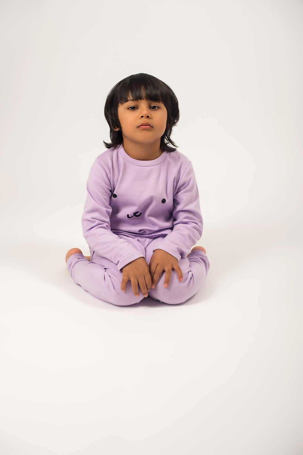 Be Cosy Kids Purple PJ Set with Bear Face
