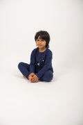 Be Cosy Kids Dark Blue PJ Set with Bear Face
