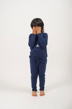 Be Cosy Kids Dark Blue PJ Set with Bear Face