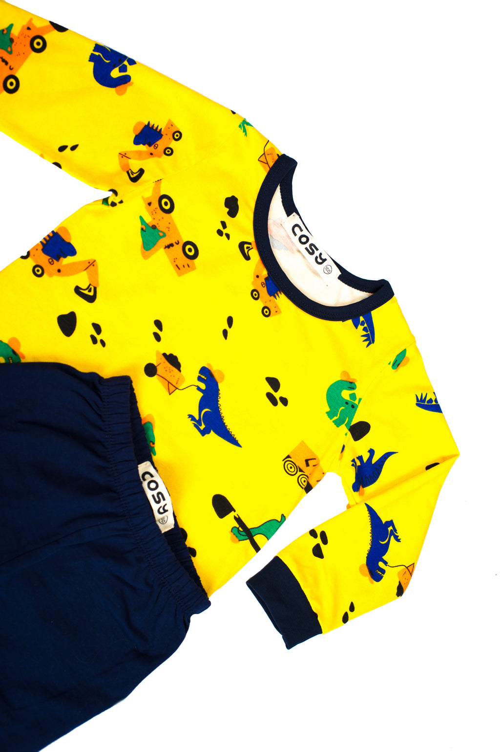 Be Cosy Kids PJ Set in Yellow and Dark Blue