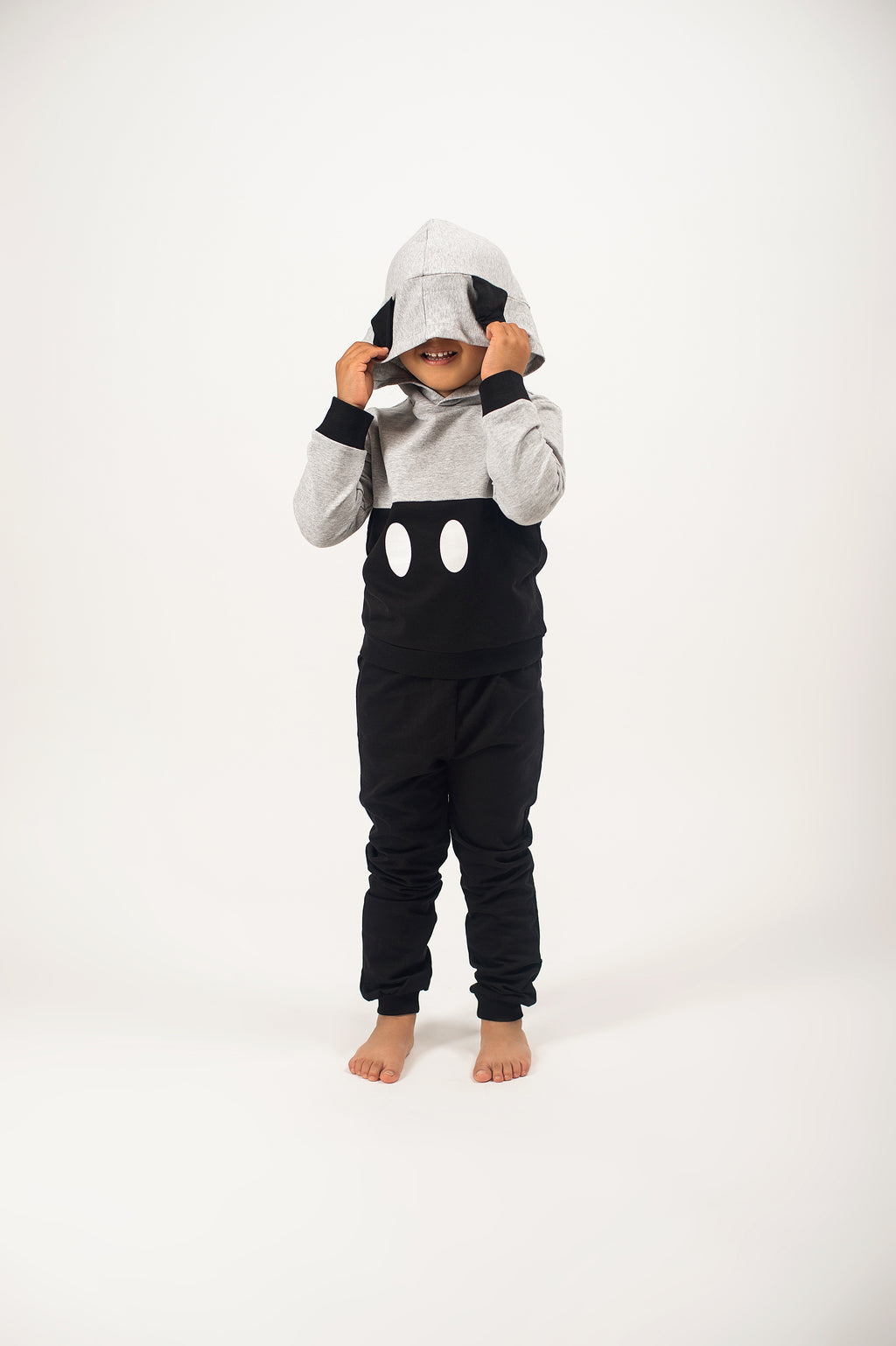 Be Cosy Kids Black and Grey PJ Set with Hoodie