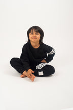 Be Cosy Kids Black PJ Set with Stripes