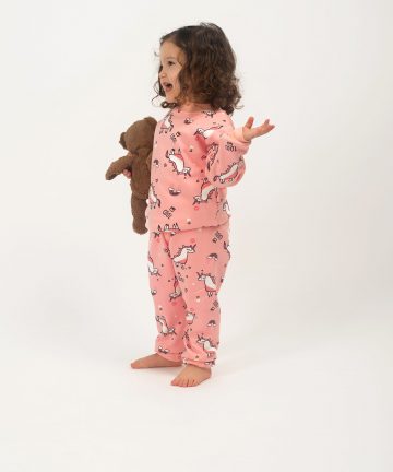 Be Cosy Girl's Unicorn Print PJ Set