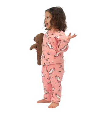 Be Cosy Girl's Unicorn Print PJ Set
