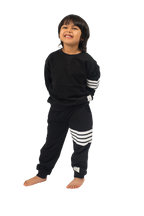 Be Cosy Kids Black PJ Set with Stripes