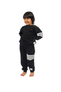 Be Cosy Kids Black PJ Set with Stripes