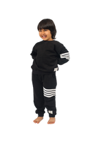 Be Cosy Kids Black PJ Set with Stripes