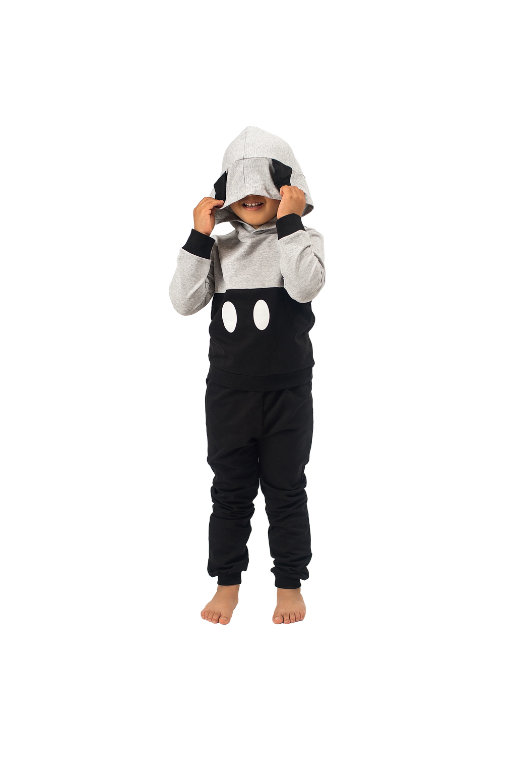 Be Cosy Kids Black and Grey PJ Set with Hoodie