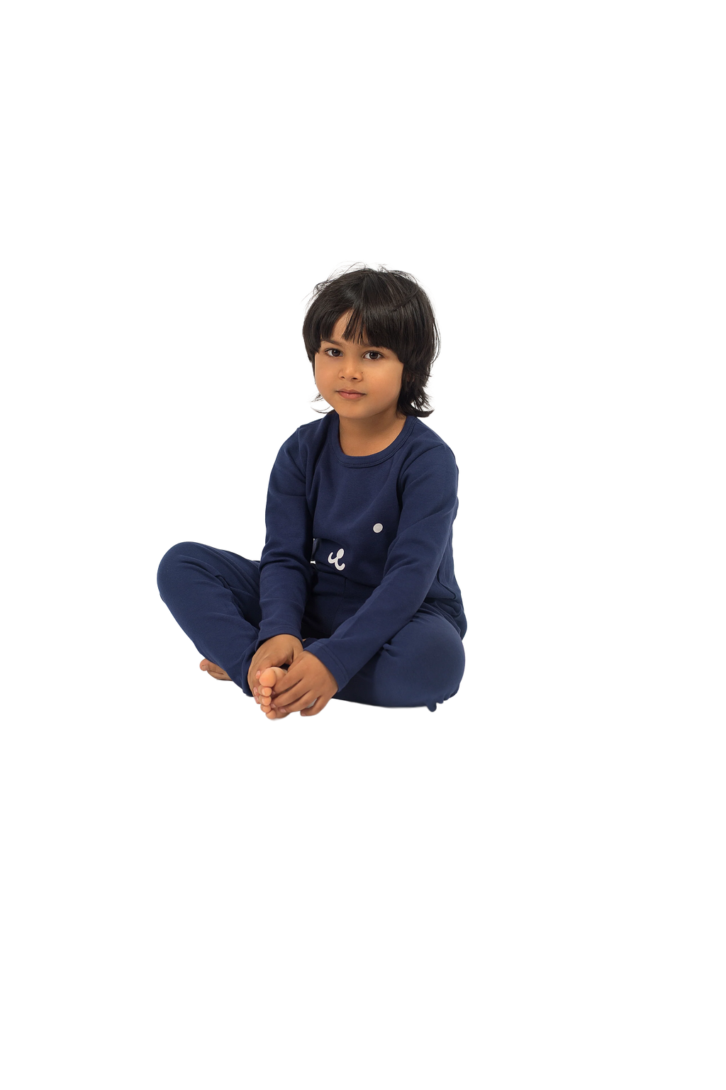 Be Cosy Kids Dark Blue PJ Set with Bear Face