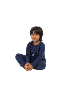 Be Cosy Kids Dark Blue PJ Set with Bear Face