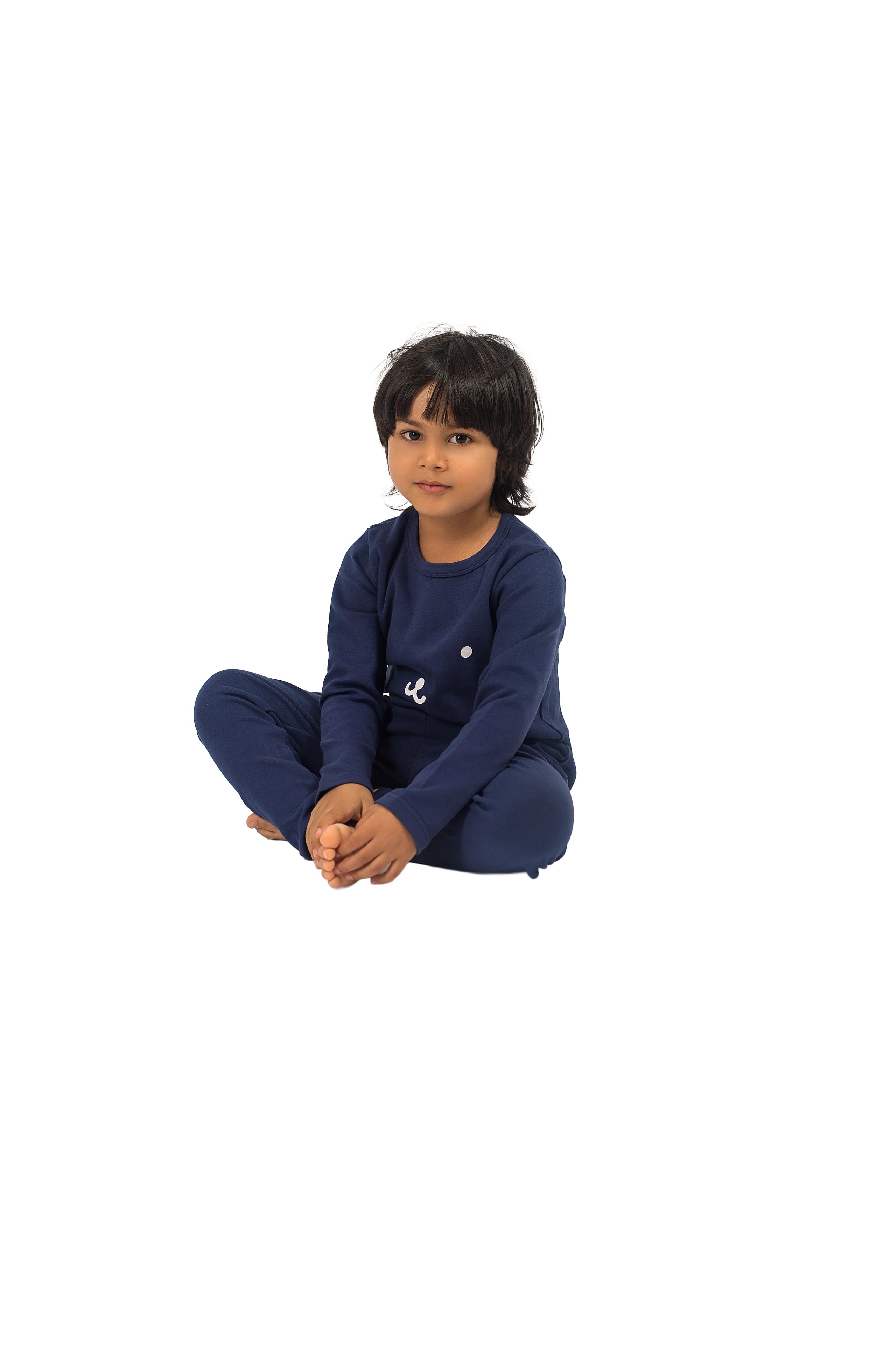 Be Cosy Kids Dark Blue PJ Set with Bear Face