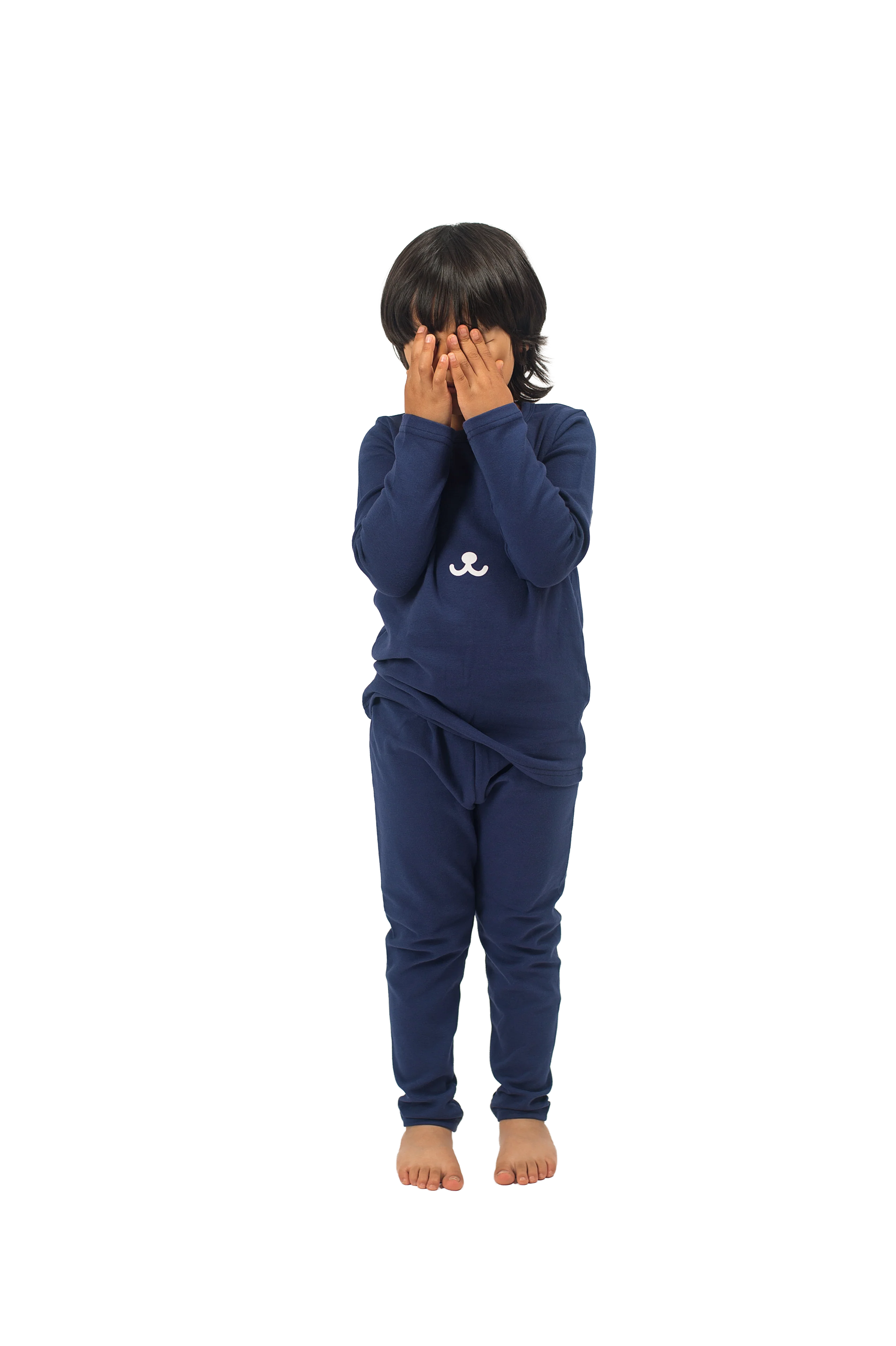 Be Cosy Kids Dark Blue PJ Set with Bear Face