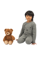 Be Cosy Kids Grey PJ Set with Bear Face
