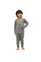 Be Cosy Kids Grey PJ Set with Bear Face