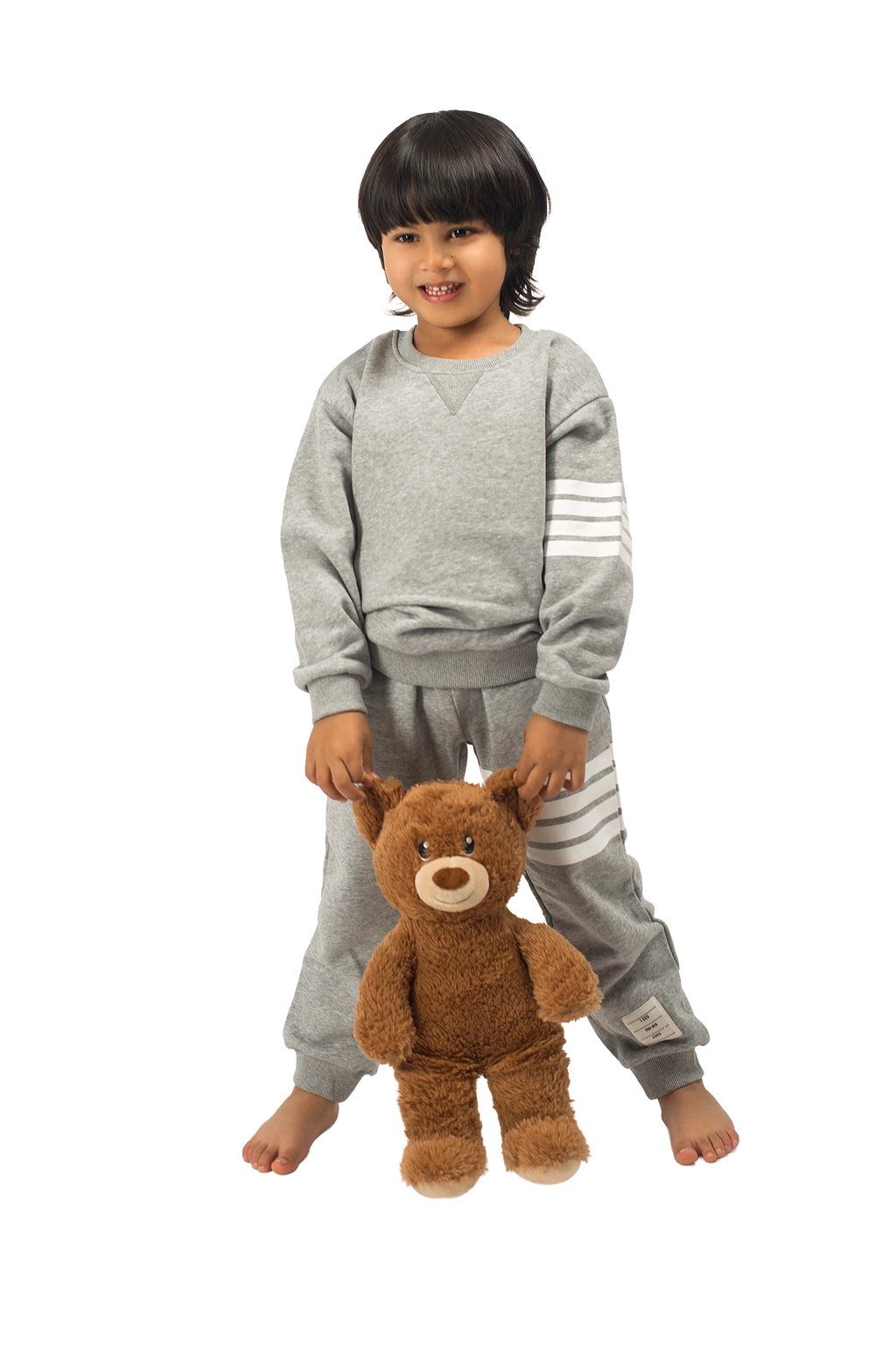 Be Cosy Kids Grey PJ Set with Stripes