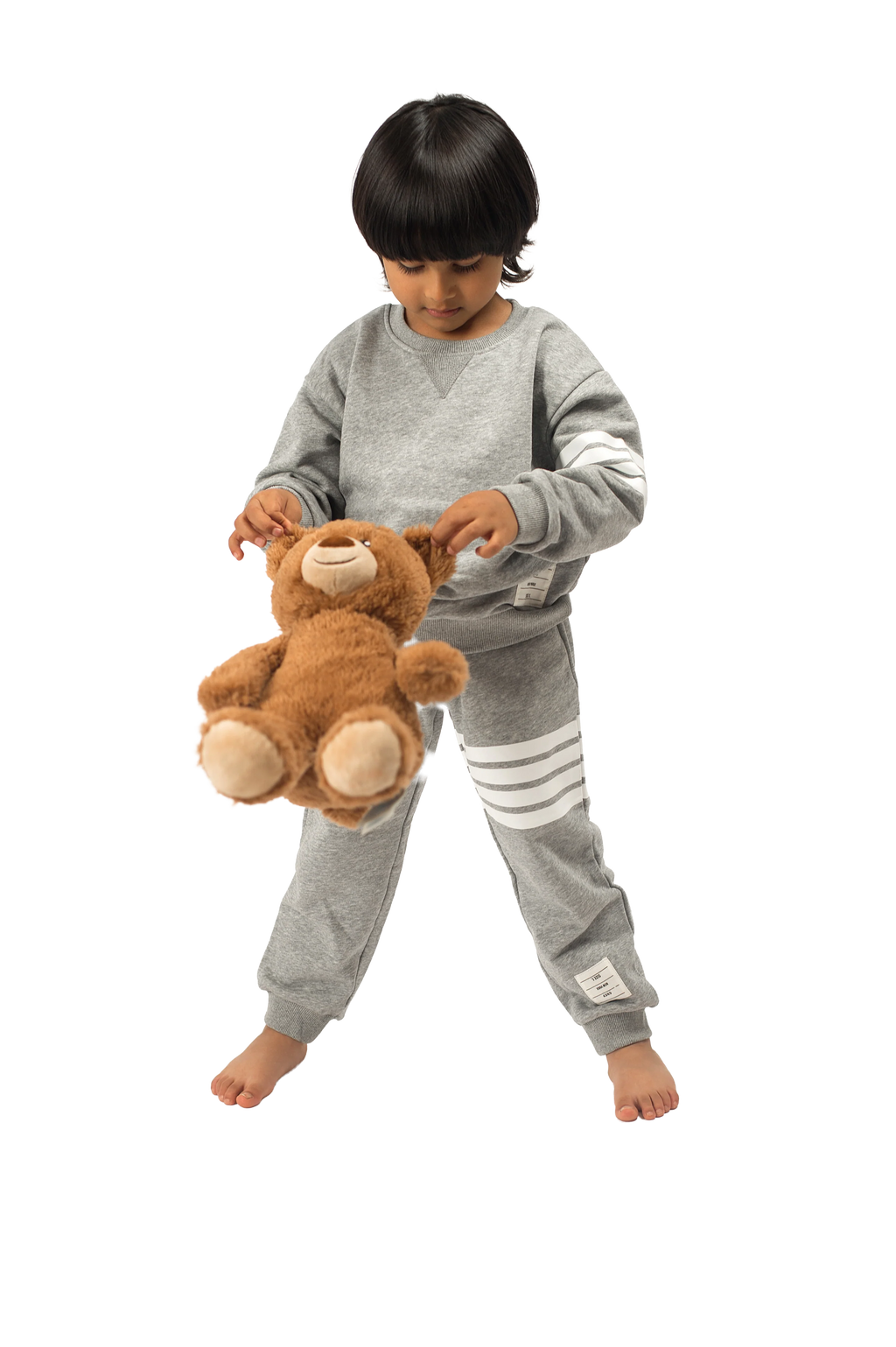 Be Cosy Kids Grey PJ Set with Stripes
