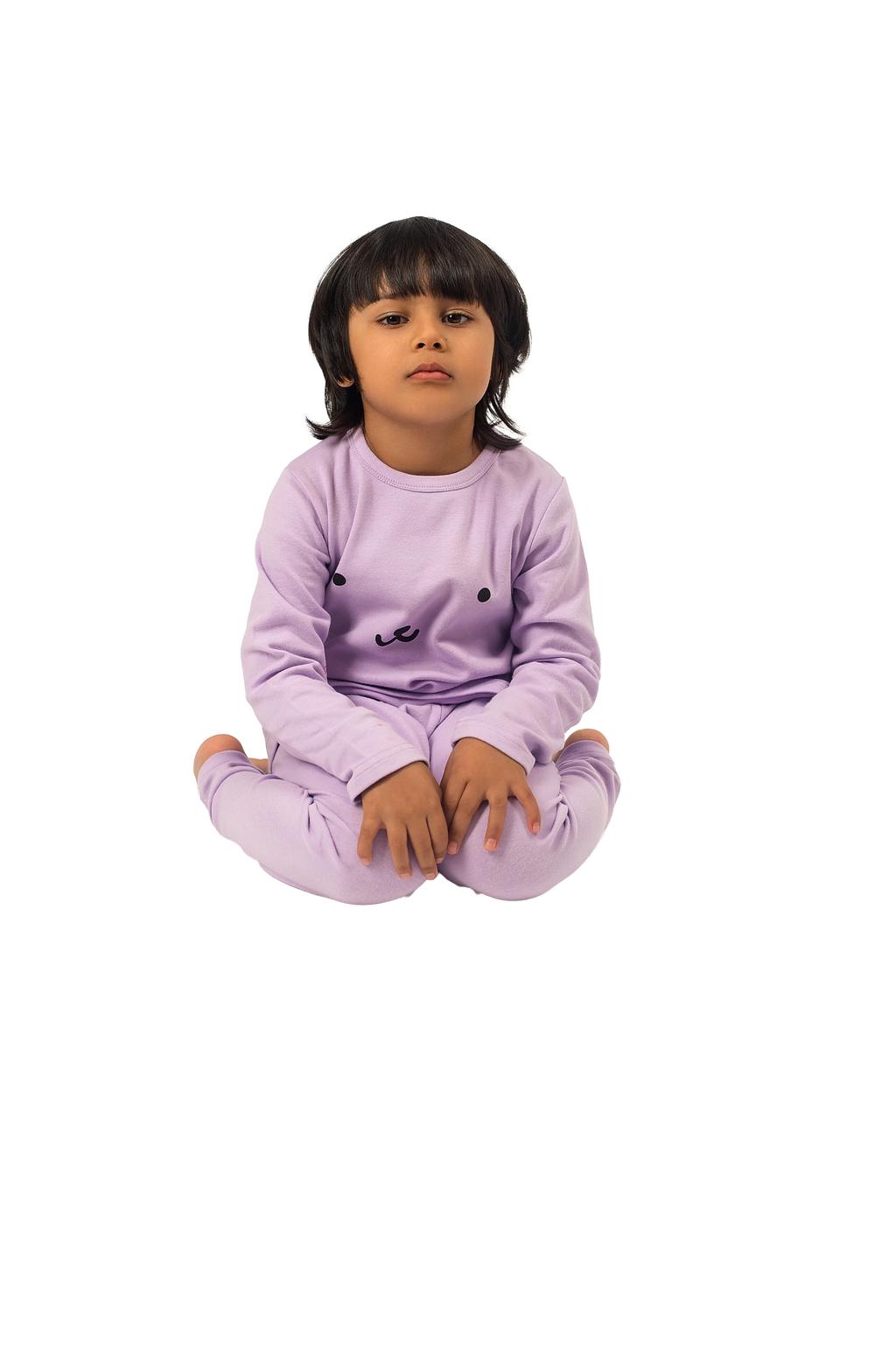Be Cosy Kids Purple PJ Set with Bear Face