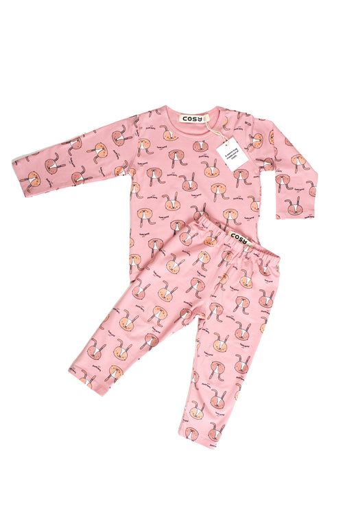 Be Cosy Girl's PJ Set with Rabbit Print