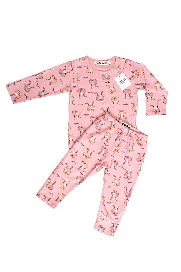 Be Cosy Girl's PJ Set with Rabbit Print