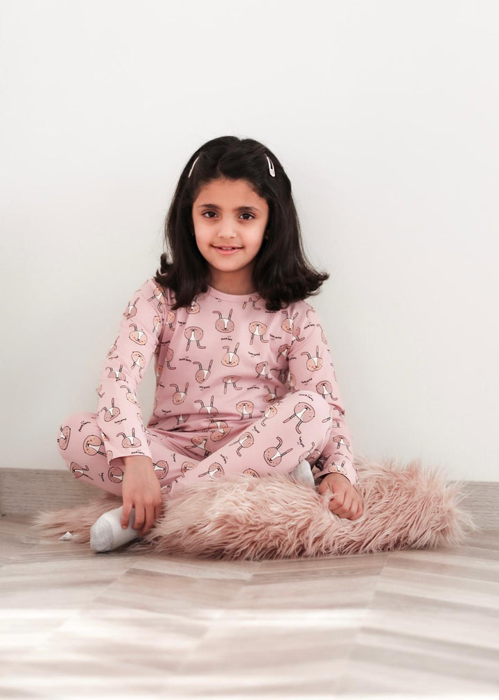 Be Cosy Girl's PJ Set with Rabbit Print