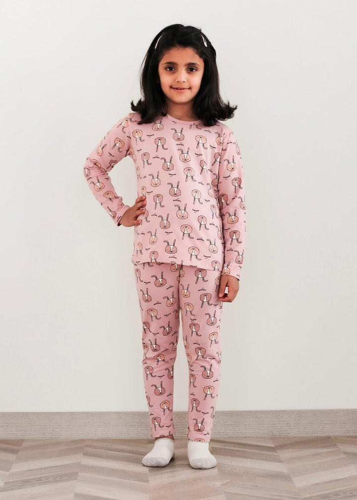 Be Cosy Girl's PJ Set with Rabbit Print