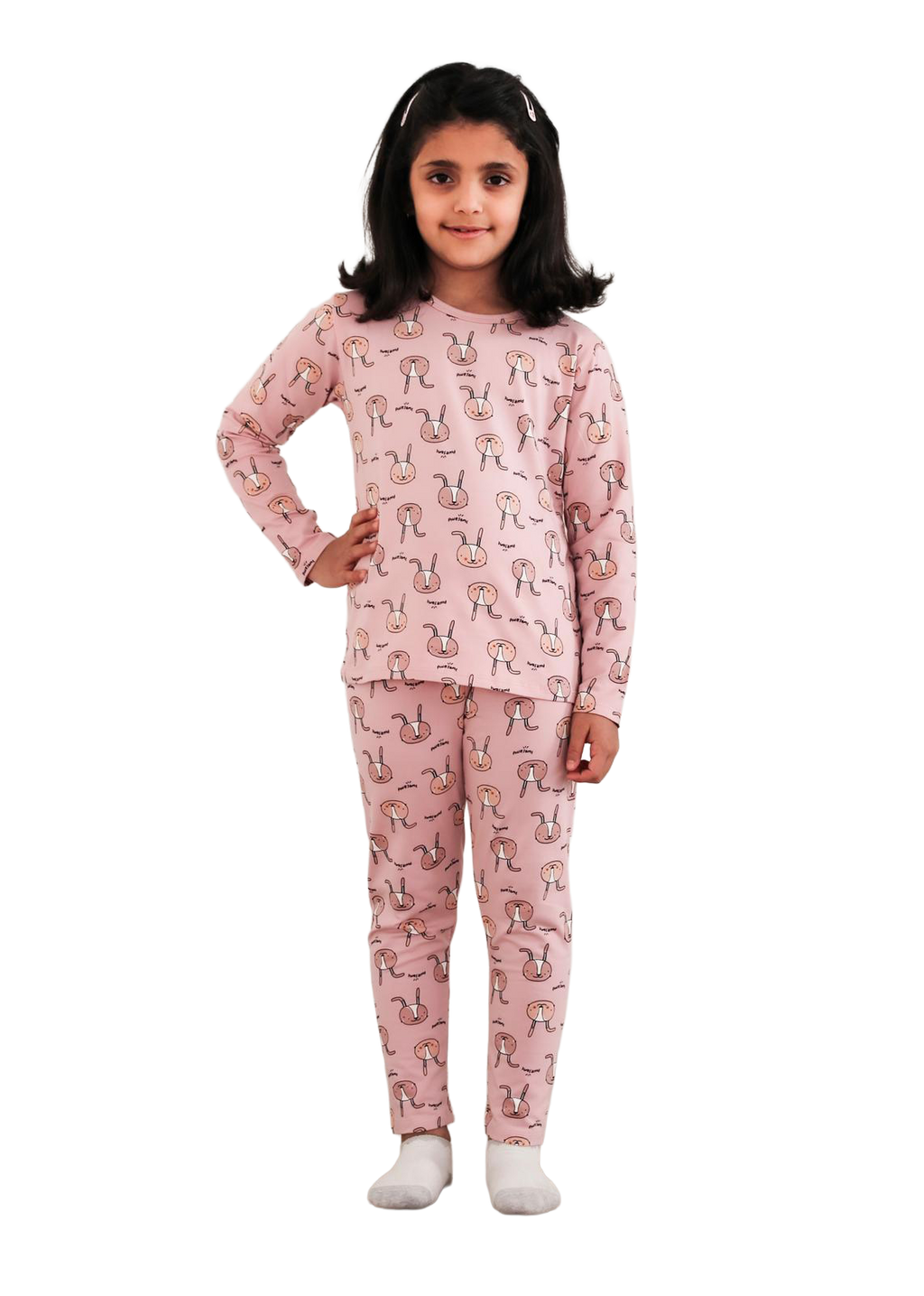 Be Cosy Girl's PJ Set with Rabbit Print