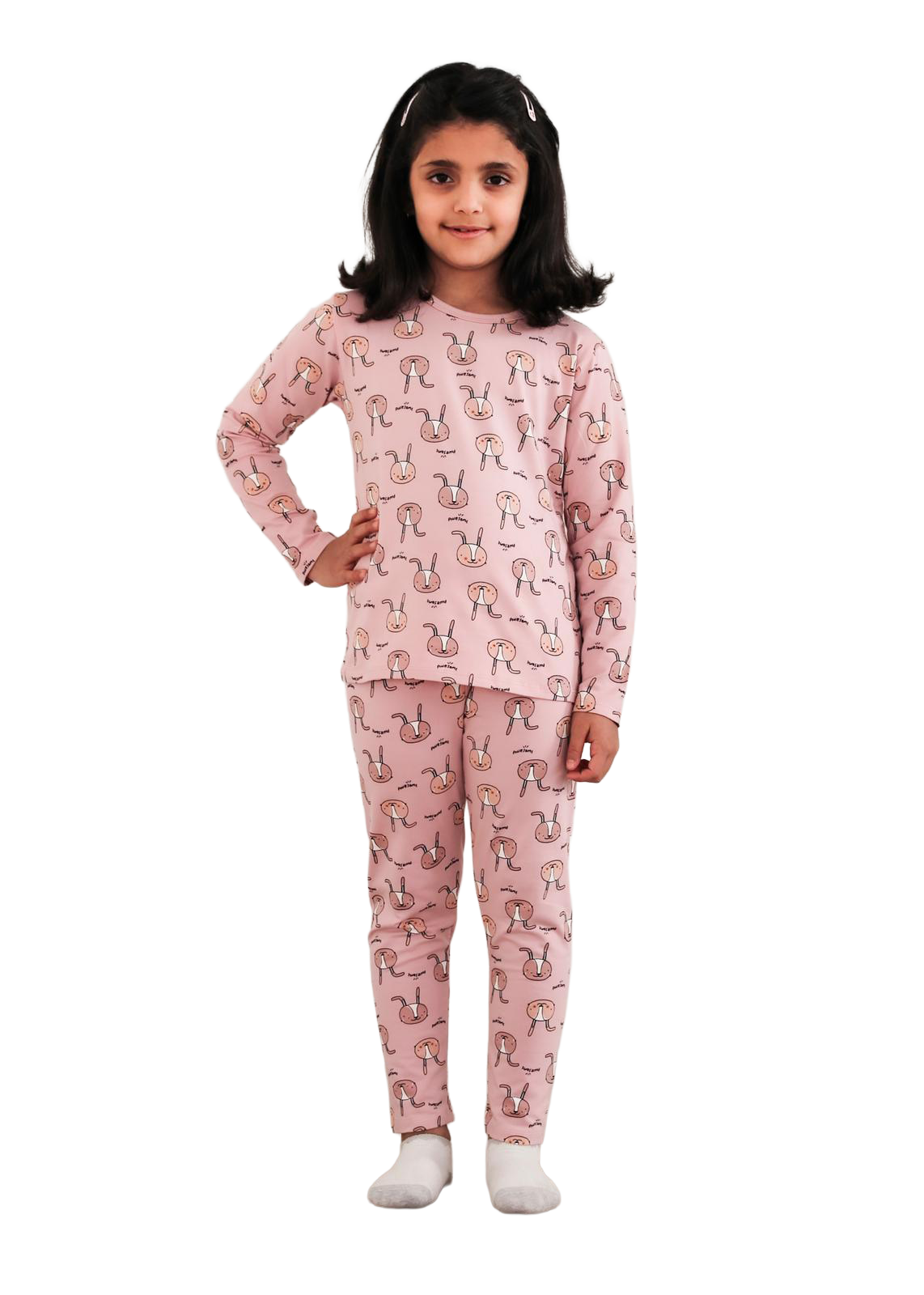Be Cosy Girl's PJ Set with Rabbit Print