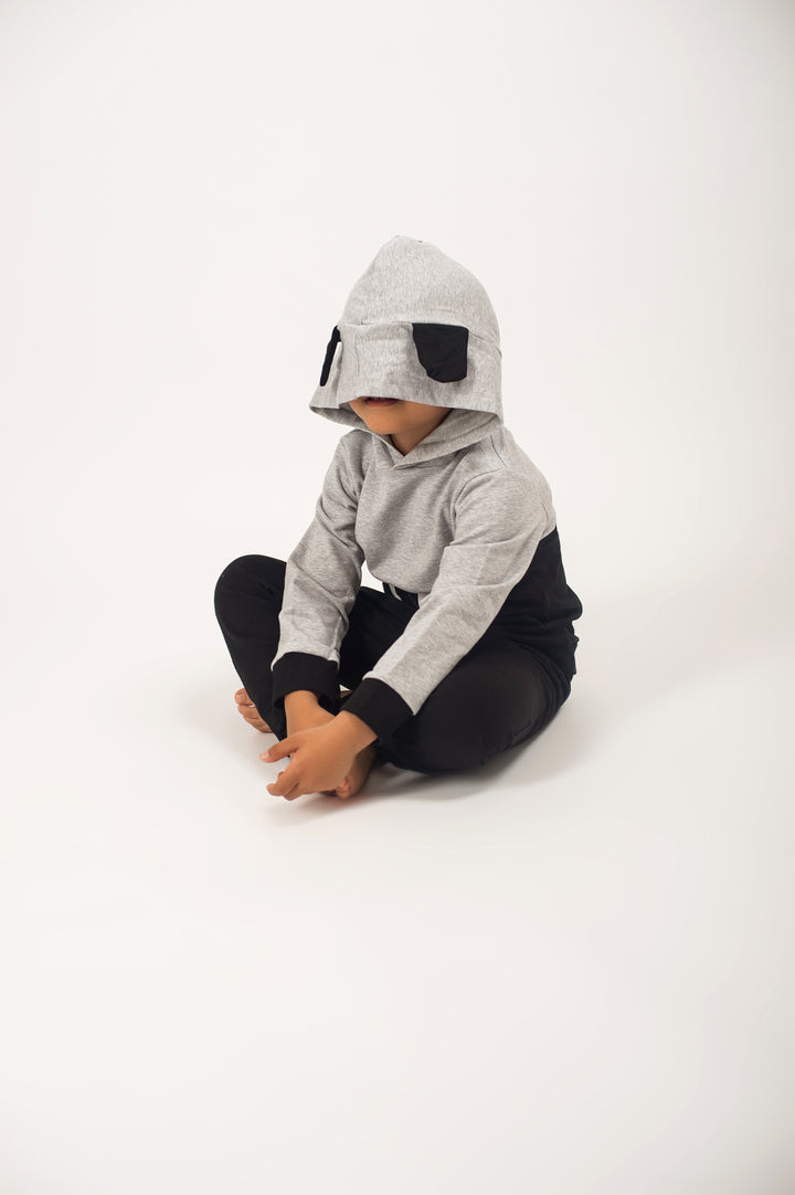 Be Cosy Kids Black and Grey PJ Set with Hoodie