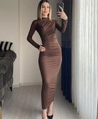 Brown Chiffon Maxi Dress