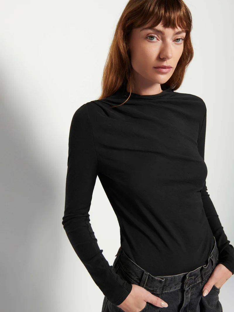 Black Long Sleeve Cotton Top