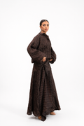 BROWN OVERSIZED BLOUSE WITH MAXI SKIRT - STRIPED