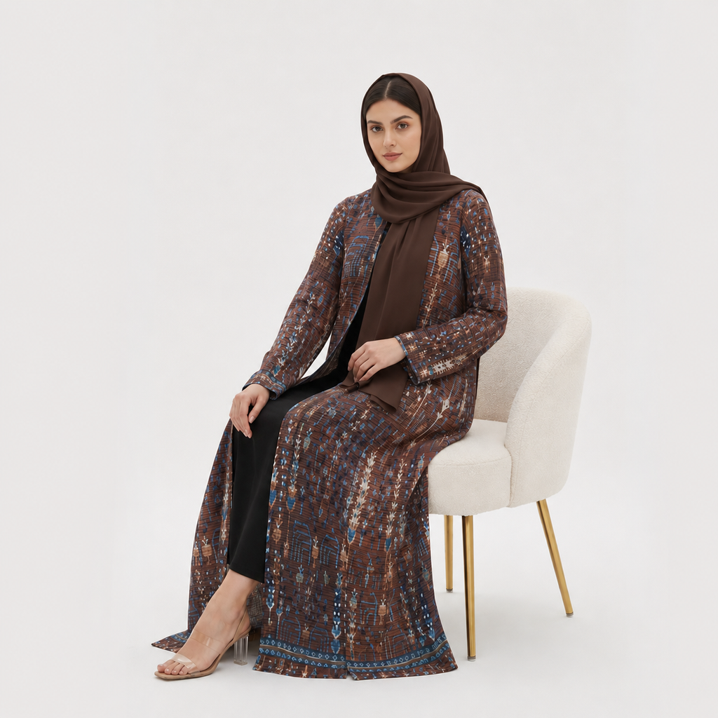 Coffee Brown Vintage Plisse Abaya