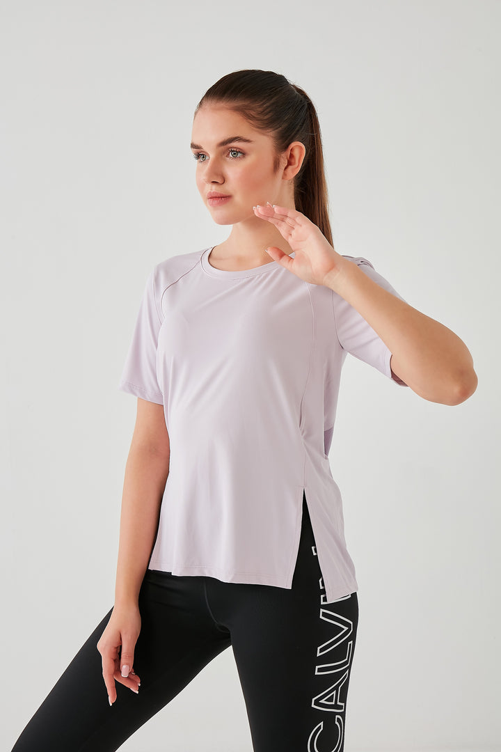 DKN Light Purple Cropped Sided T-Shirt