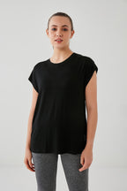 DKN Black Cropped Back Top