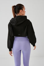 DKN Black Crop Top with Hoodie