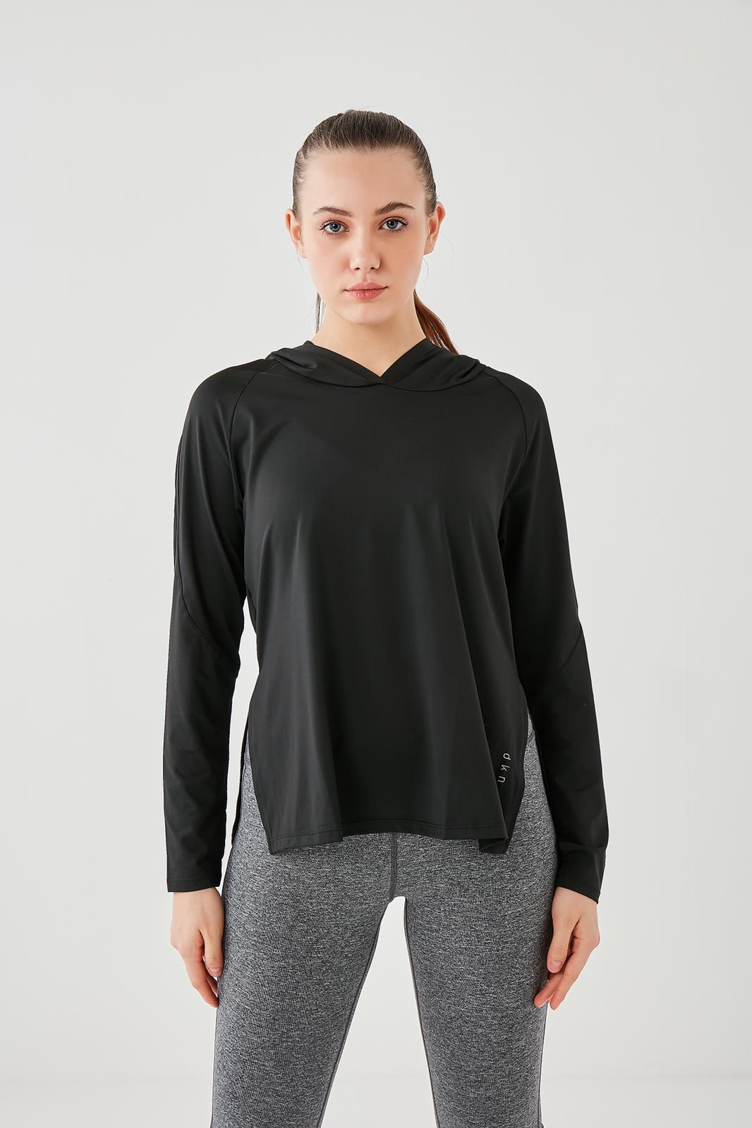 DKN Cropped Sided Hoodie in Black