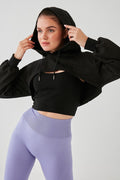 DKN Black Crop Top with Hoodie