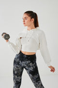 DKN White Crop Top with Hoodie