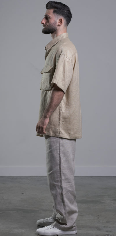 Beige Linen Shirt with two pockets