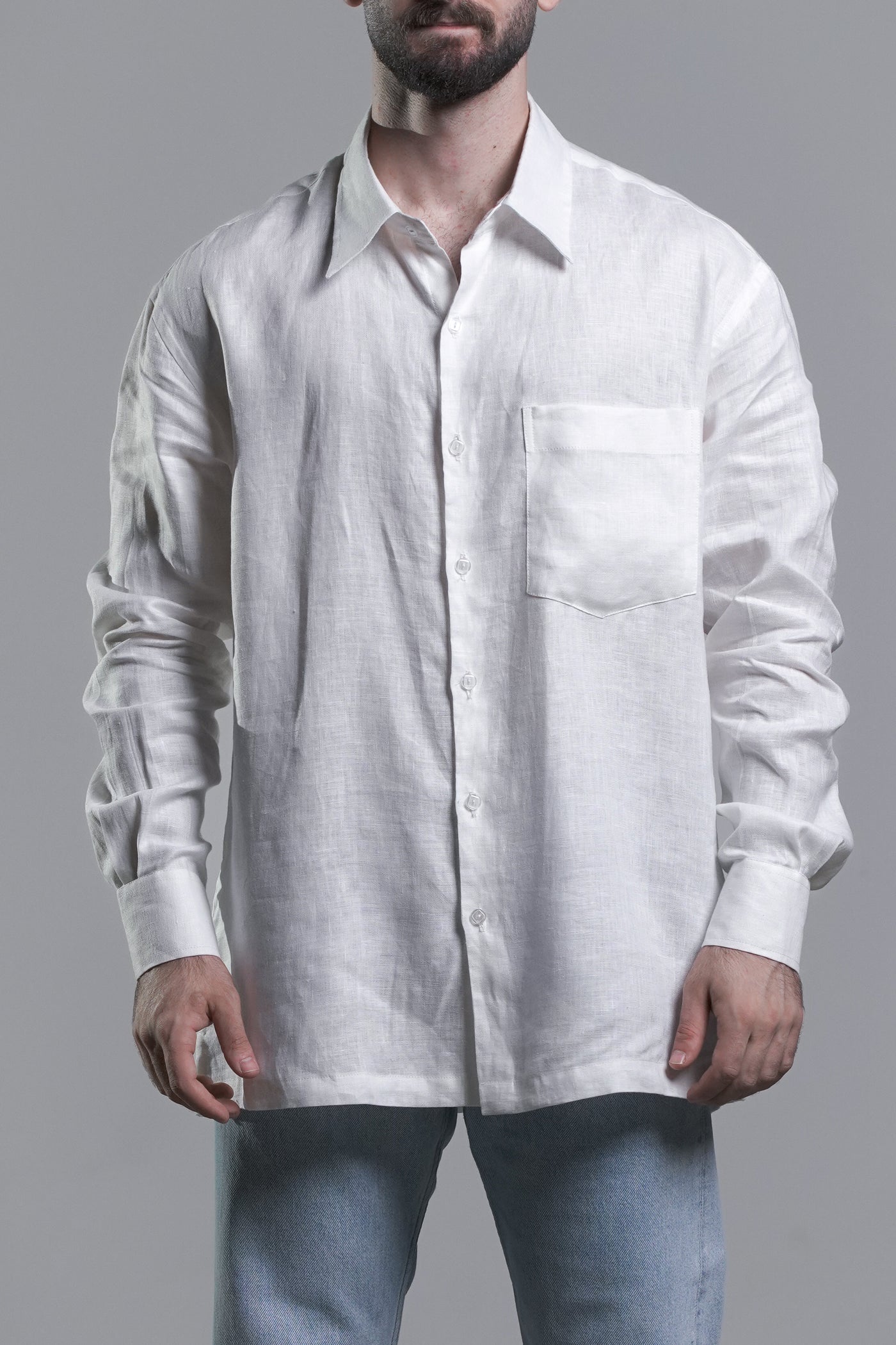 White Linen Shirt with pocket